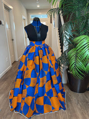 African Skirt/Ankara Skirt/African Clothing For Women /Plus Size Skirt/Ankara Skirt/Long Skirt/Blue Skirt
