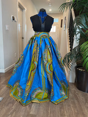 African Skirt/Ankara Skirt/Plus Size Skirt/African Print Skirt/Gift For Her/Danshiki Skirt/Blue Skirt