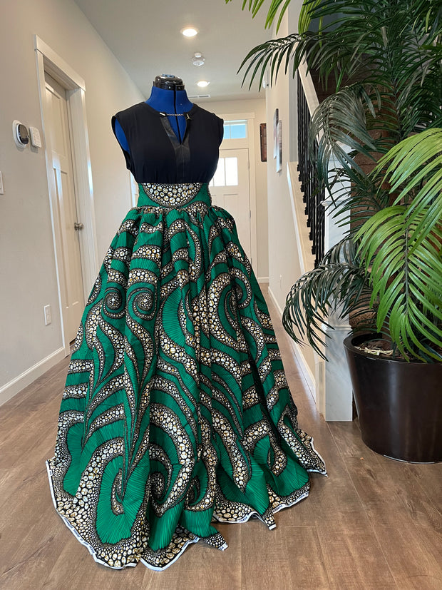 African Clothing For Women/Ankara Skirt/Plus Size Skirt/African Skirt/Green Skirt/African Maxi Skirt