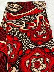 African fabric/Ankara fabric/ Danshiki/Danshiki fabric/African print/Red and Cream Fabric