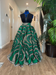 African Clothing For Women/Ankara Skirt/Plus Size Skirt/African Skirt/Green Skirt/African Maxi Skirt