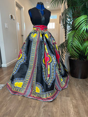 African Skirt/Ankara Skirt/Plus Size Skirt/African Print Skirt/Gift For Her/Danshiki Skirt/Black and red Skirt