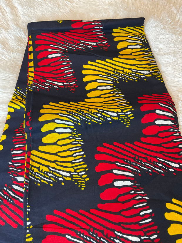 Ankara fabric/African fabric/Ankara fabric/Danshiki fabric/African print/Ankara fabric for dress/ African textile for crafts/Black Red Yellow African Fabric