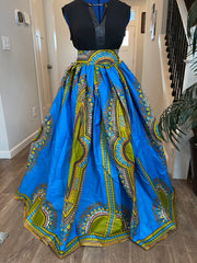 African Skirt/Ankara Skirt/Plus Size Skirt/African Print Skirt/Gift For Her/Danshiki Skirt/Blue Skirt
