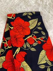 African fabric/Ankara fabric/ Danshiki/Danshiki fabric/African print/Ankara fabric for dress/ African textile for crafts/Navyblue and Red African Fabric