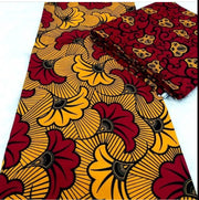African Fabric/African prints/ Ankara fabric/ African wax/Hollandais/yellow and red floral fabric/MK511
