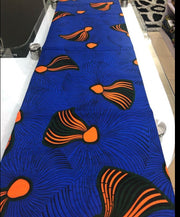 Blue and orange African Fabric/African prints/ Ankara fabric/ African fabric by the yard/ Wax prints/ African fabric for apparels/ MK479