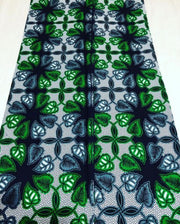 African Fabric/African prints/ Ankara fabric/ African wax/Hollandais/Green,white and black African fabric/ floral fabric/MK515