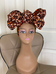 Brown African Headwrap/African fabric/Headwrap/Turbans/African scarf/Headtie/Headband/ Hair bonnet