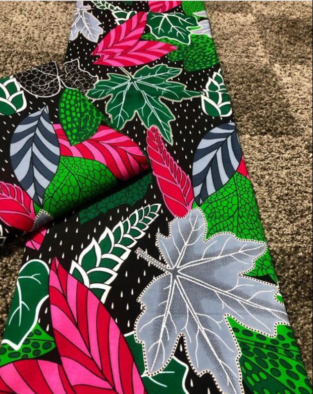 Green and pink African Fabric/African prints/ Ankara fabric/ African wax/Hollandais/ Yellow and black African fabric/MK505