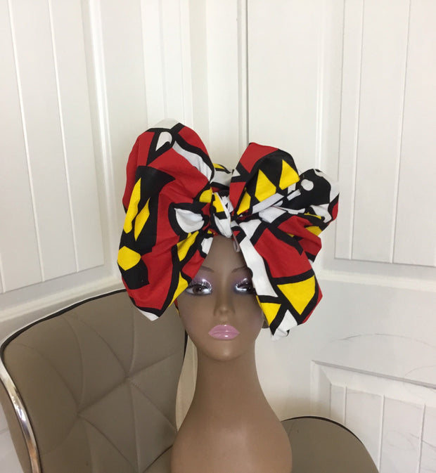 Red Ankara headwrap/African headwrap/African fabric/ African clothing/African scarf/ African headband/ turbans/ Hairpiece /