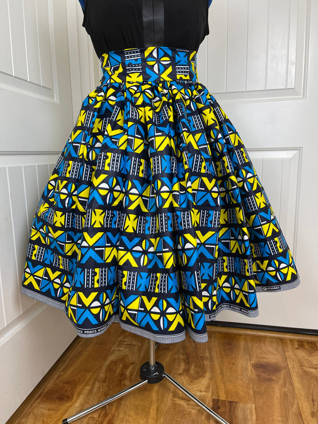 African midi skirt for office/ African women clothing/ African maxi skirt/ African /Yellow and blue skirt/ Mommy and me skir