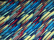 African Fabric/Ankara-Blue and yellow Stripe fabric/ Africa fabric for crafts/ African prints/ African wax for quilts/MK163/Fabric/Mudcloth