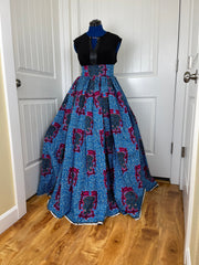 African skirt/Danshiki skirt/Ethnic skirt/Blue pink skirt/African skirt for sale/African women clothing/Ankara skirt/Maxi skirt/DR14