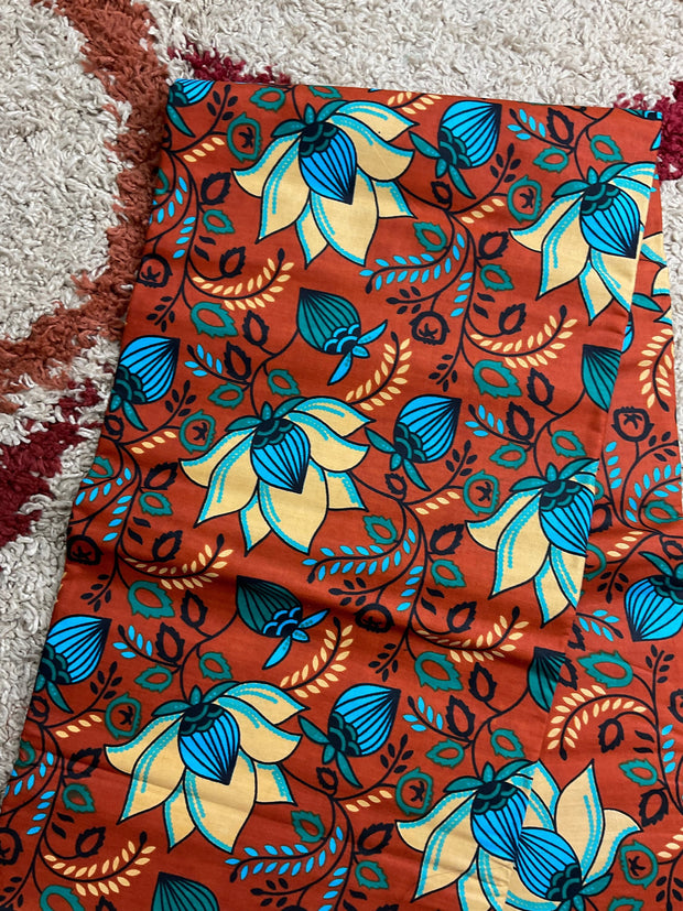 Turquoise and brown African Fabric/African prints/ Ankara fabric/ Wax print/ African fabric for decor/ African fabric for crafts/MK612