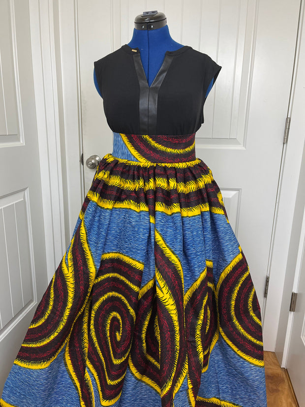 African skirt/ African women clothing/ Ankara maxi skirt/ African print skirt/ Ankara long skirt/ Gold Black and Blue African skirt/Skirt