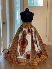 African clothing maxi skirt/ African women clothing/ High waist skirt/ African print skirt/ African Women skirt/Red and white African skirt