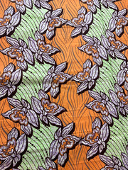 African Fabric/African Print Fabric/ Fabric Bundles/ Boho Fabric/ Fabric/Ankara-Orange Lemon Floral Design/Fabric By The Yard/Quilting/MK457