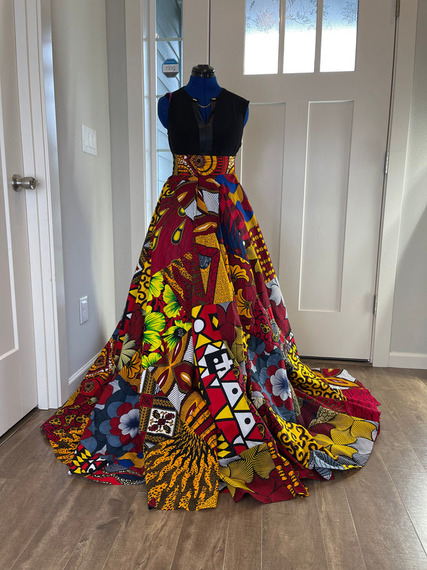 African women skirt for weddings/ African maxi skirt/ Patchwork skirt/ Beautiful african patch work skirt made from 100% African cotton