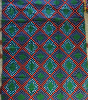 African Fabric/Ankara-Green,Orange,Teal Rhombus Design/By The Yard/Quilting Fabric/African Art/FG51p/Fabric Bundles/African Jewelry