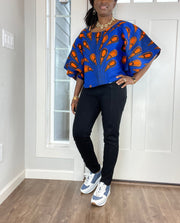 African Blouse/African Print Top/Summer Top/Plus Size Dress/Ankara Blouse/Blouse/Blue Top/African Fabric /African Clothing/African Kaftan