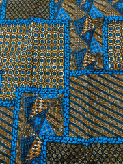 African Fabric/Ankara-Brown and Blue Circle Squares Design/African Print/Fabric ByTheYard/Quilting Fabric/Gift For Her/African Decor/MK196