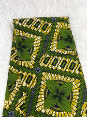 African Fabric/African Print Fabric/Ankara-Green, Ivory Color/Wax print/ African Clothing/African fabric for crafts/MK416/African Dress Fabr