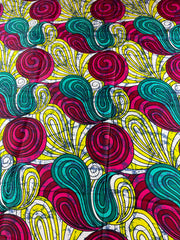 Pink,Teal and yellow African Fabric/African prints/ Ankara fabric/ African fabric per yard/ African fabric for crafts/ African fabri/FG02