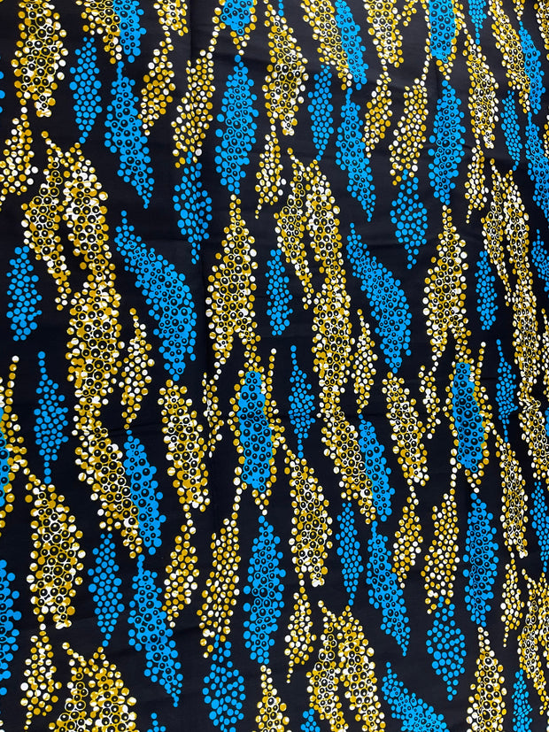 African Fabric/African prints/ Ankara fabric/ African wax/Hollandais/Blue and black African fabric/ African fabric 6 yards/MK585