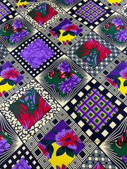 African Fabric/African prints/ Ankara fabric/ African wax/ African fabric 6 yards/African fabric by the yard/MK192/Cream,Purple Ankara Fabri