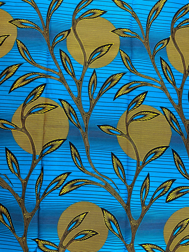 African Fabric/African prints/ Ankara fabric/ African fabric per yard/ African fabric for crafts/ African fabri/DK34c/Blue and Gold Floral D