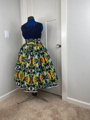 African Skirt/Ankara Skirt/Midi Skirt/Skirt/African Clothings/Skater Skirt/Skirt With Pocket/Gift For Her/Wrap Skirt/Green Skirt/Plus Size M