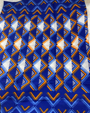 African Fabric/African Print Fabric/Ankara-Blue,White Gold Color/ African fabric per yard/ African fabric for crafts/ African Dress/MK151/Af