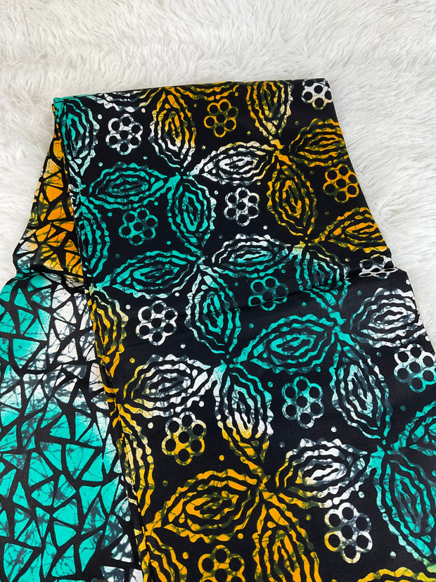 Green and orangeAfrican patched work fabric/ African prints/Wax print/ African headwrap/ African fabric for craft/ African clothing/ MK158