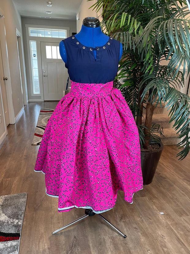 African clothing maxi skirt/ African women clothing/ Ankara maxi skirt/ African print skirt/fit and flare skirt/Pink skirt/Flare skirt/