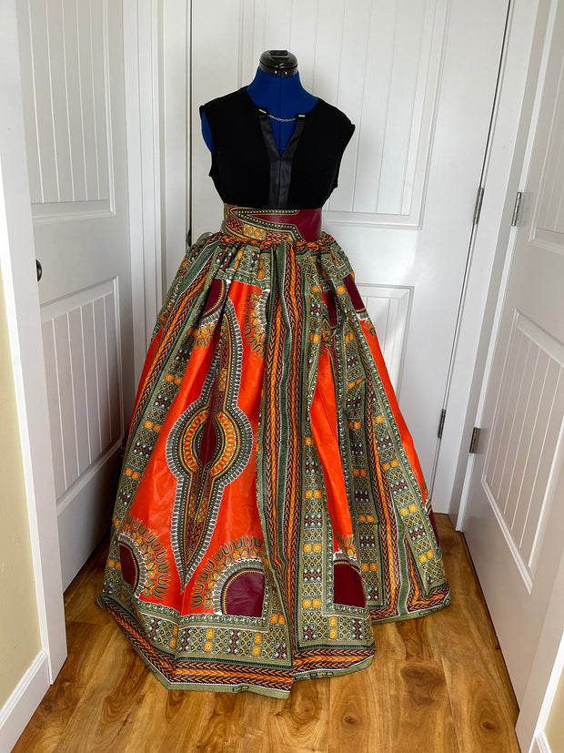African skirt for sale/Ankara maxi skirt/Ethnic maxi skirt/Orange African maxi skirt/Danshiki maxi skirt/African long skirt/Maxi skirt/