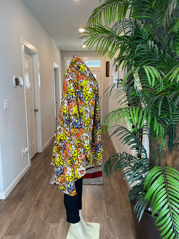 African print cape/ African wax shawl/ African fabric poncho/African high low cape/Plus size shawl