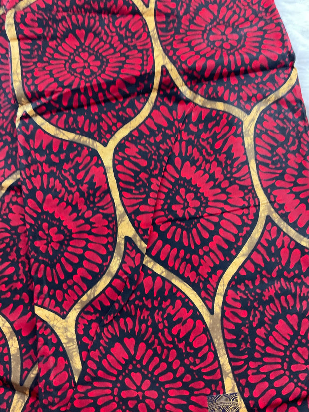 African Print Fabric/Ankara-RED AND GOLD Circle Design Fabric/African Fabric/Fabric By The Yard/Fabric/MK908A/African Clothing/Fabric/Wax/Ba