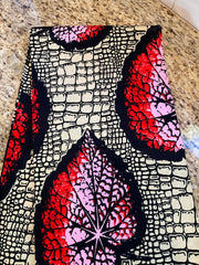 African Fabric/African prints/ Ankara fabric/ African wax/Hollandais/Red,Cream and Black Floral African fabric/ African fabric 6 yards/FG69