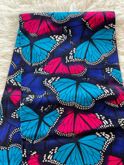 African Fabric/African Print Fabric/Ankara -Funschia Pink Fabric/Fabric/MK583/Pink and Blue Fabric