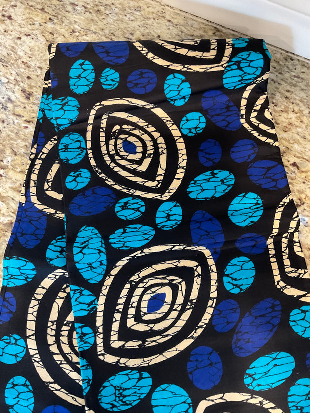 African Fabric/African prints/ Ankara fabric/ African fabric per yard/ African fabric for crafts/ African fabri/FG05r/Blue Cream Black Fabri