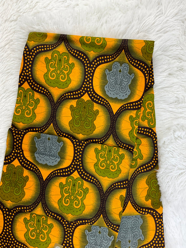 African Fabric/Ankara-Gold and Brown Fabric/YARD OR WHOLESALE/ African Dress/African Clothing/African Print/Cotton Fabric/FG38